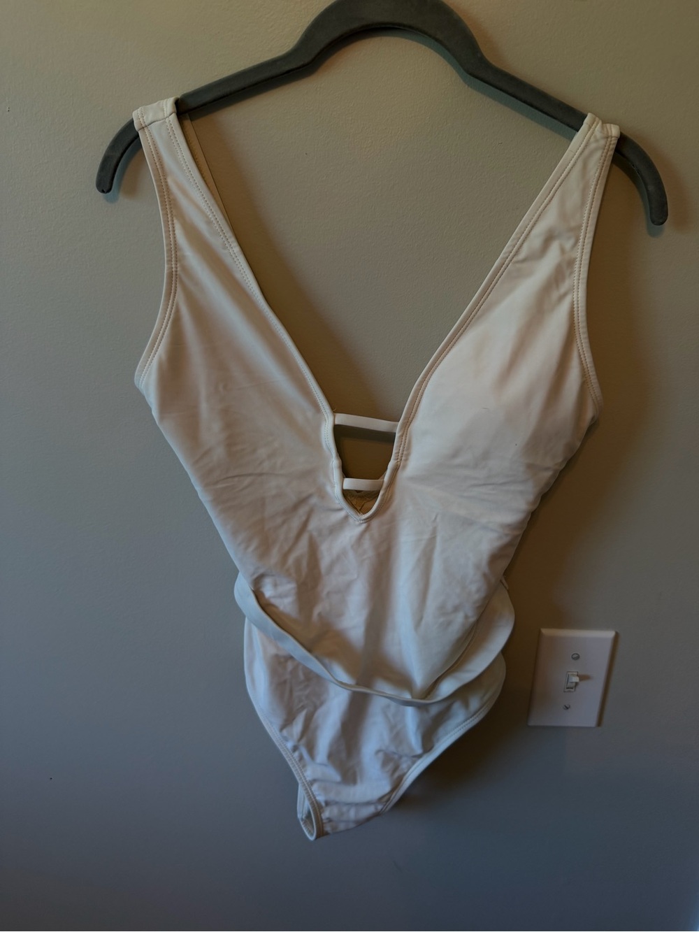 White Deep V One-Piece Swimsuit